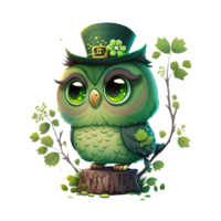 mignonne hibou st patricks journée ai génératif png