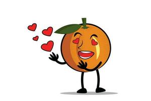 Orange Cartoon mascot or character loves its partner on love day vector