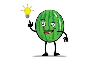 Watermelon Cartoon mascot or character found a great idea vector