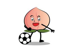 Peach Cartoon mascot or character plays soccer and becomes the mascot for his soccer team vector