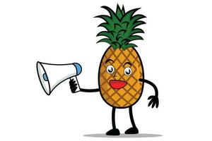 Pineapple Cartoon mascot or character holding a loudspeaker and about to make an announcement vector