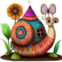 Colored Snails Watercolor Clipart png