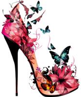 Butterfly High Heels Watercolor png