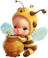 bébé Fée abeille garçon ai génératif png