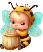 bébé Fée abeille garçon ai génératif png
