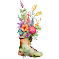 Leather Flower Boots Watercolor png