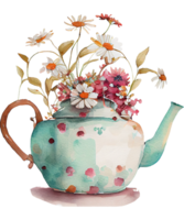 Daisy Teapot Watercolor png