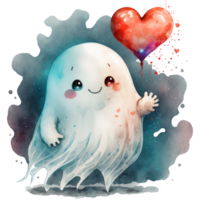 Valentine Ghost Watercolor png