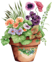 Rustic Flower Pot Watercolor png