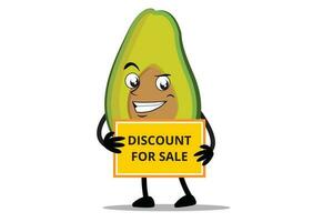 Avocado Cartoon mascot or character holding a sales discount board vector