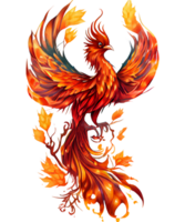 fuego fénix acuarela clipart ai generativo png