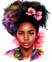 Beautiful Black Girl Watercolor png