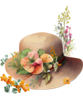 floral jardín sombrero acuarela ai generativo png