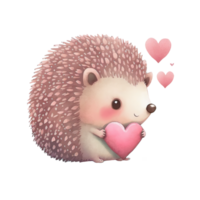 Cute Hedgehog Watercolor Valentine png