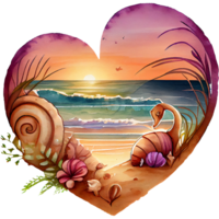 Beach Heart Watercolor png