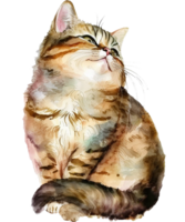 schattig kat waterverf clip art ai generatief png