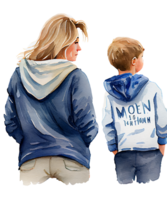 Mama und Sohn Aquarell ai generativ png