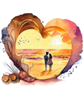 Beach Heart Watercolor png