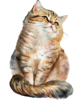 söt katt vattenfärg ClipArt ai generativ png