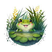 süß Frosch Aquarell ai generativ png