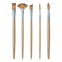 Set of artistic brushes on a white background. School supplies, stationery, creativity, hobby, art tool vector