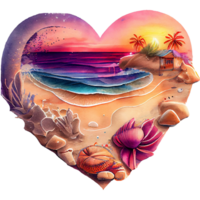 Beach Heart Watercolor png