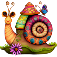 Colored Snails Watercolor Clipart png