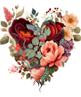 Roses Heart Watercolor Clipart png