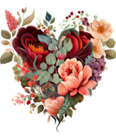 rosas corazón acuarela clipart ai generativo png