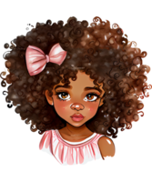 curly girl black watercolor png