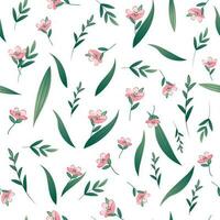 Seamless pattern of wild flowers against a green background. Texture for paper, textiles, wallpaper, etc. vector