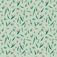 Seamless pattern of wild flowers against a green background. Texture for paper, textiles, wallpaper, etc. vector