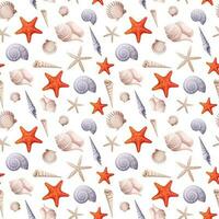 Seamless pattern with starfish, shells, clams. Texture for wrapping paper, scrapbooking, textiles, wallpaper, etc vector