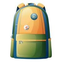 School children s backpack on a white background. Vector illustration of a satchel. School theme, back to school. Bag.