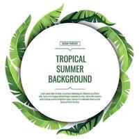 Tropical background, banner, flyer with green palm leaves. Square frame for decor, invitations, etc vector