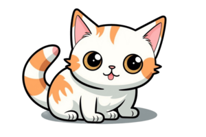 linda dibujos animados kawaii gato pegatina clipart ai generado png