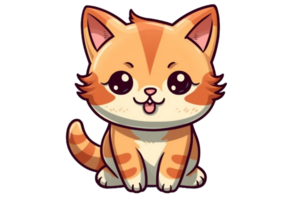 carino cartone animato kawaii gatto etichetta clipart ai generato png