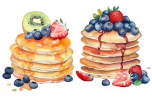 frukt pannkakor vattenfärg ClipArt ai genererad png