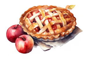 maçã torta aguarela clipart ai gerado png