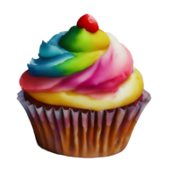 luminosa colorato Cupcake acquerello clipart ai generato png