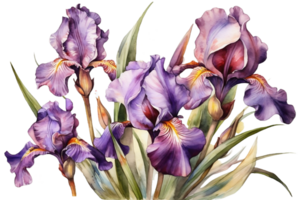 iris blommor vattenfärg ClipArt ai genererad png