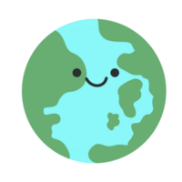 Earth drawing. Cute cartoon Earth Day clip art illustration. png