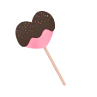 pink and red heart shaped lollipops dipped in  brown chocolate png