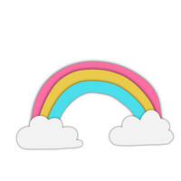 Paper cut style, clouds and rainbow png