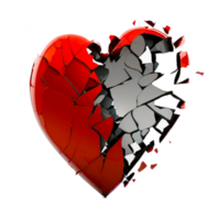 Pretty broken heart watercolor illustration with transparent  background png