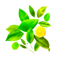 ai génératif citron avec feuilles png