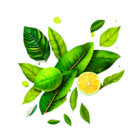 ai génératif vert feuilles avec citron png