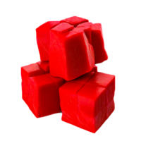 Heap of red jelly cubes on transparent background png