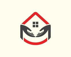 ideal hogar logo diseño comprando de venta elemento con apretón de manos ilustración vector
