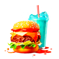 hamburger and juice illustration png